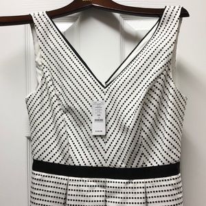 NWT WHBM black & white polka dot A-line dress sz 4